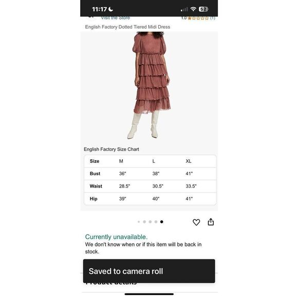 English Factory Size L Tiered Ruffled Midi Dress Mauve Brown Swiss Dot Flouncy - Picture 14 of 16